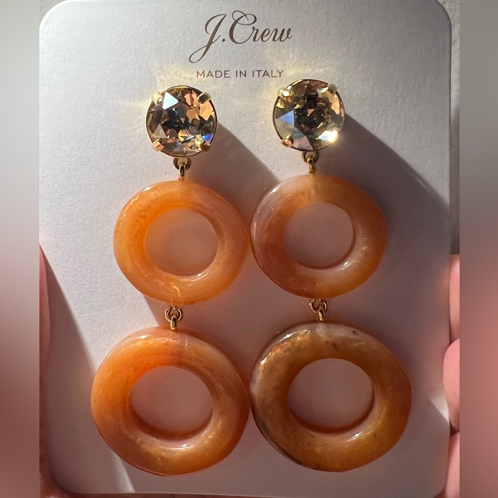 NEW J.Crew Made-in-Italy round drop earrings. Glass top. Lighter weight. - Picture 4 of 9